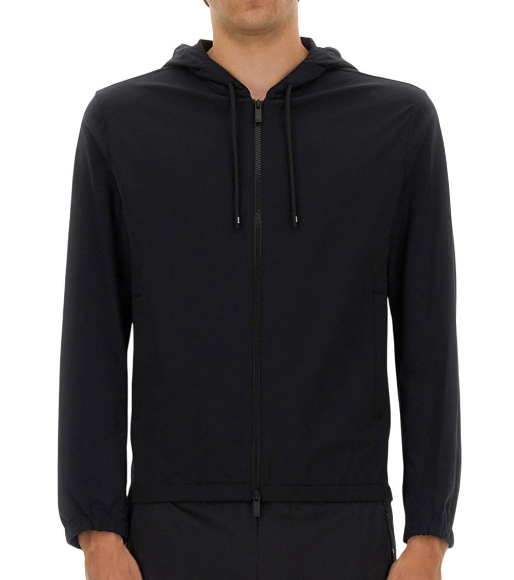 Black Solid Hood Jacket 1