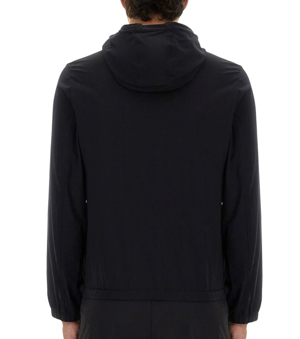 Black Solid Hood Jacket 2