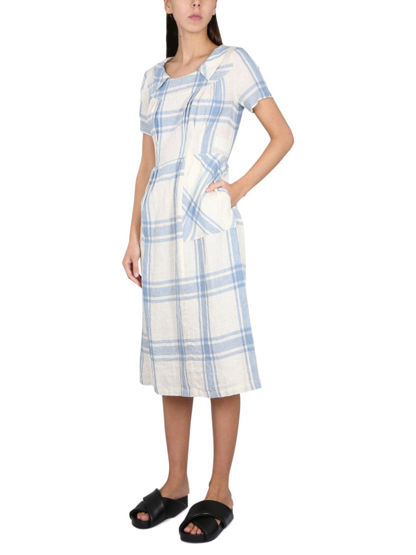 Blue Checks Scoop Neck Midi Dress 2