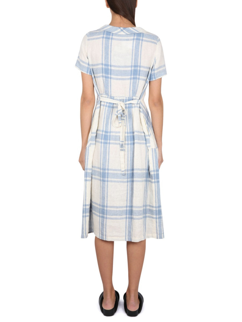Blue Checks Scoop Neck Midi Dress 3