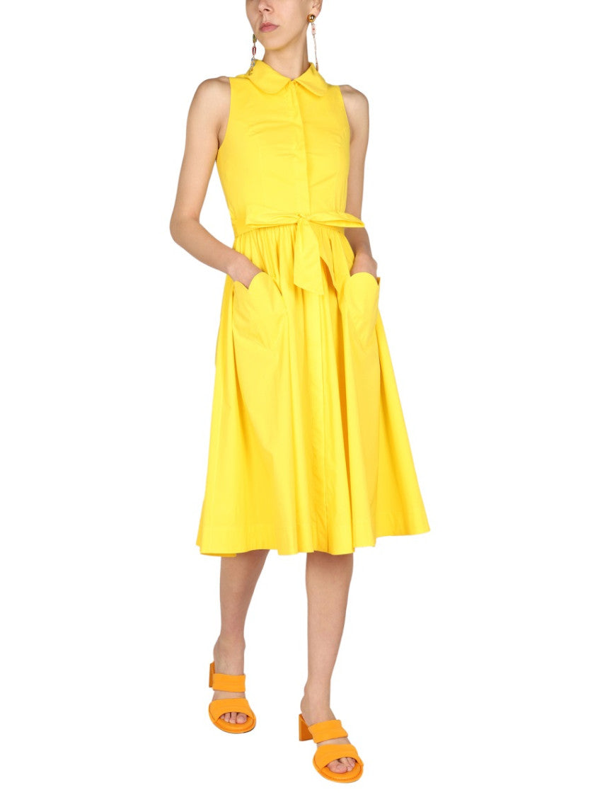 Yellow Shirt Collar Midi Dress 2