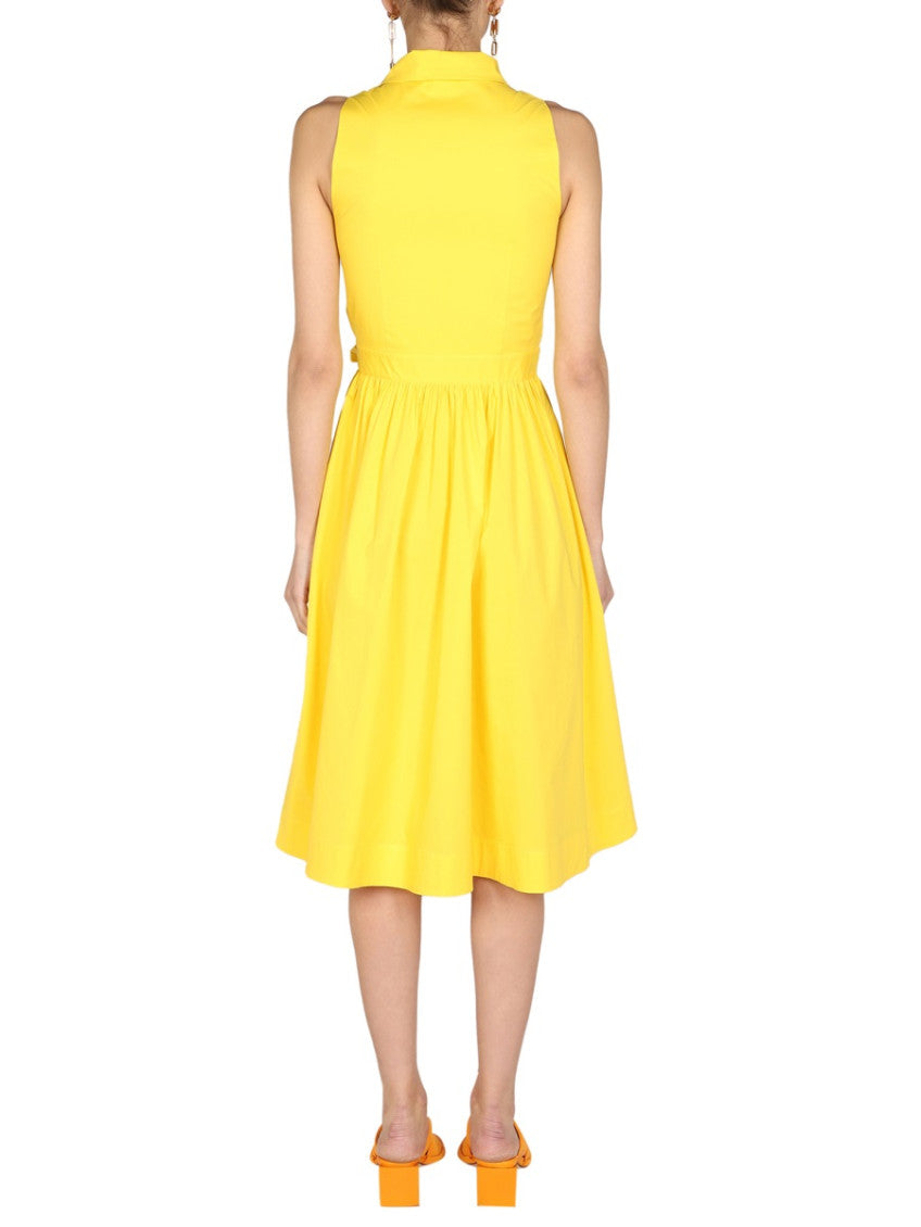 Yellow Shirt Collar Midi Dress 3