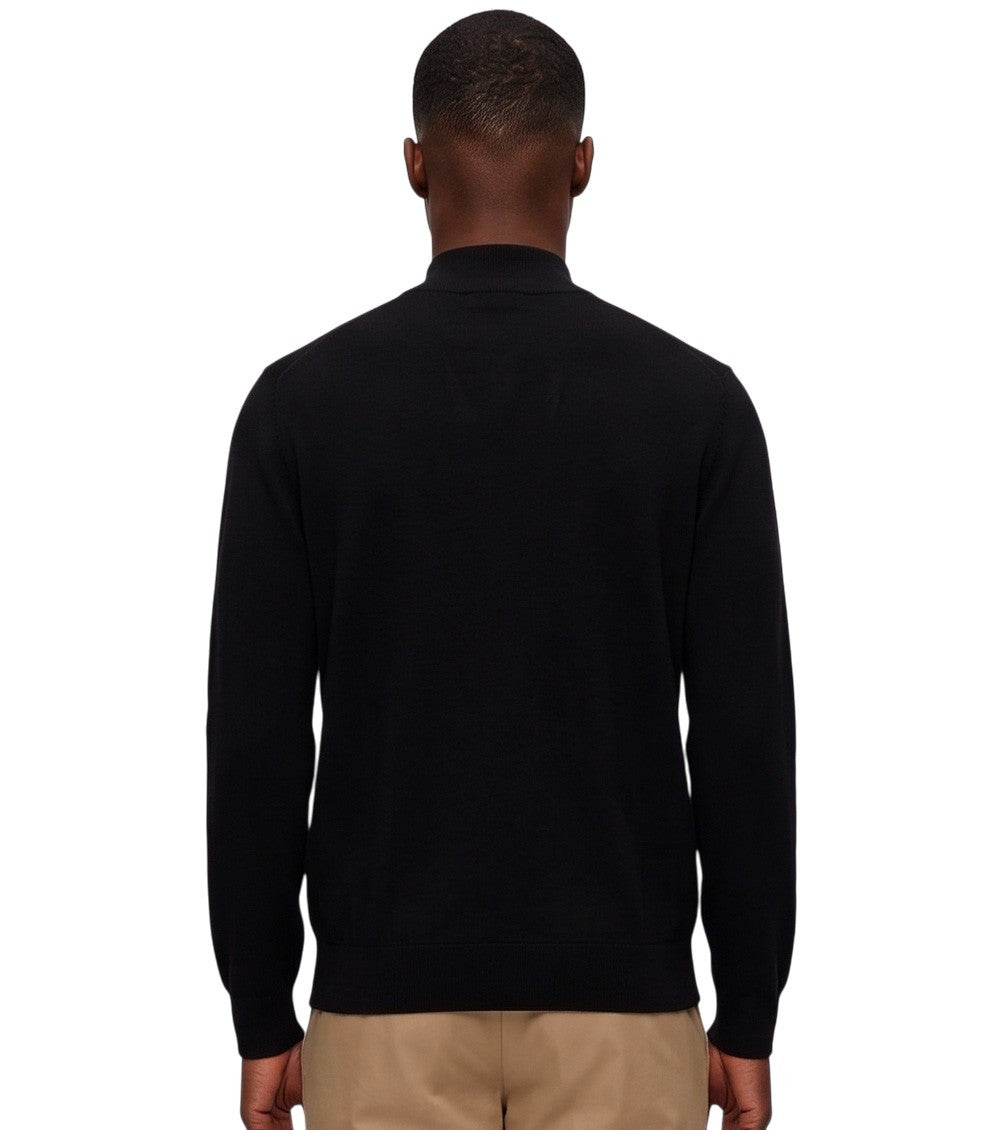 Black Solid Mock Collar Sweater 2