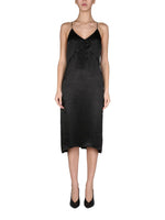 Black Solid V Neck Midi Dress 1