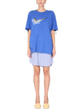 Blue Graphic Crew Neck Dress 1