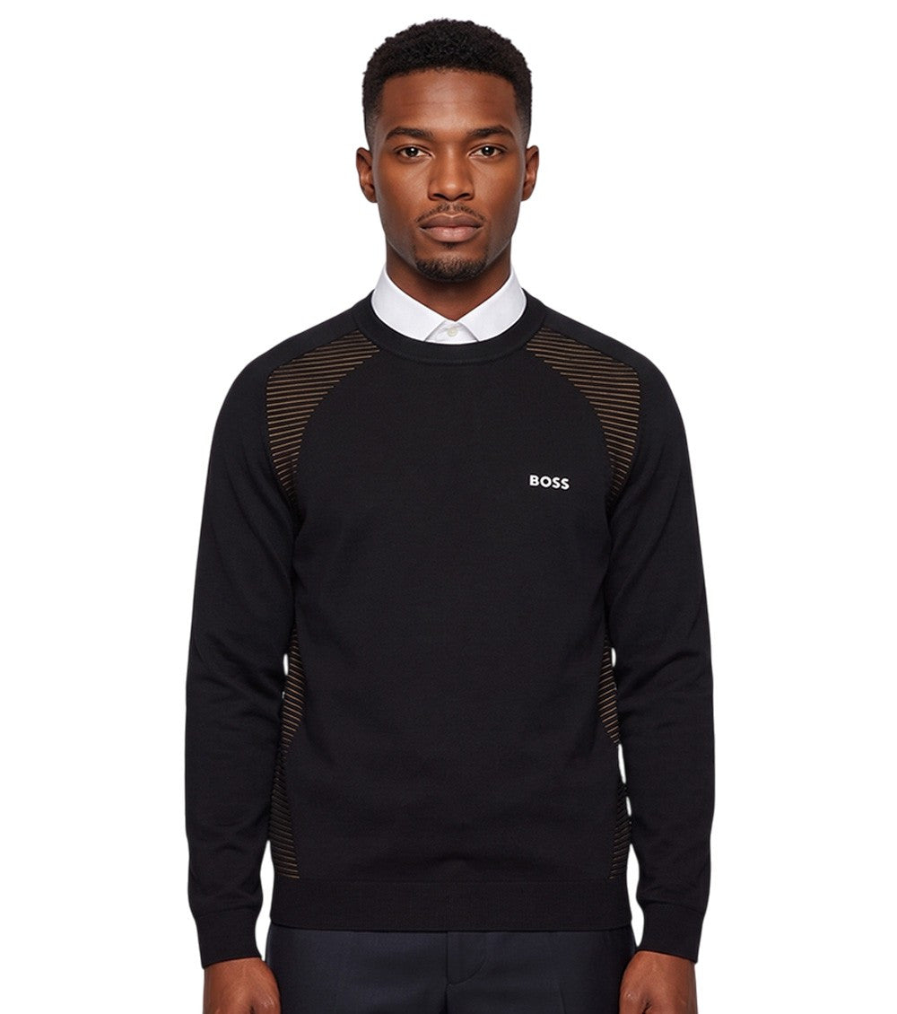 Black Knitted Crew Neck Sweater 1