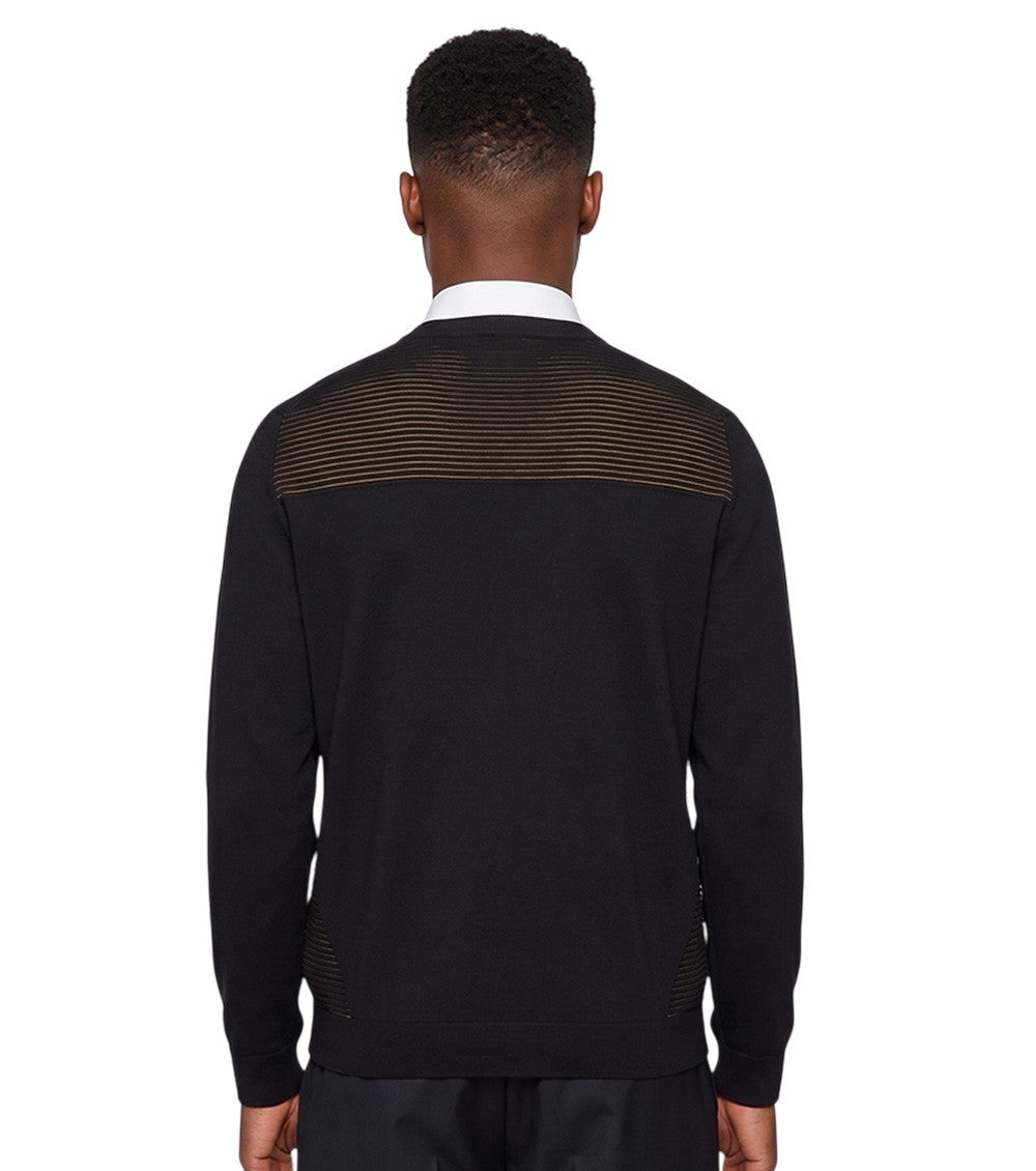 Black Knitted Crew Neck Sweater 2