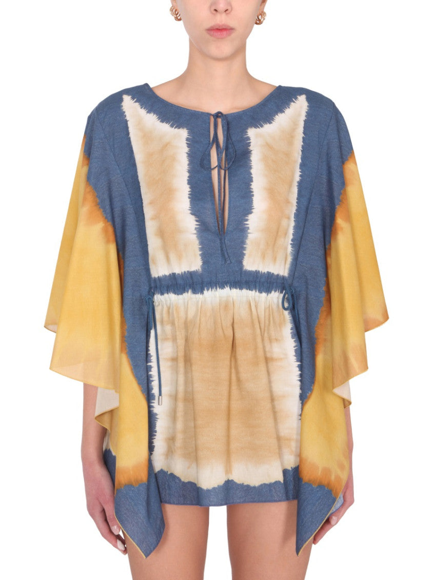 Multicolor Tie-Dye Round Neck Mini Dress 1