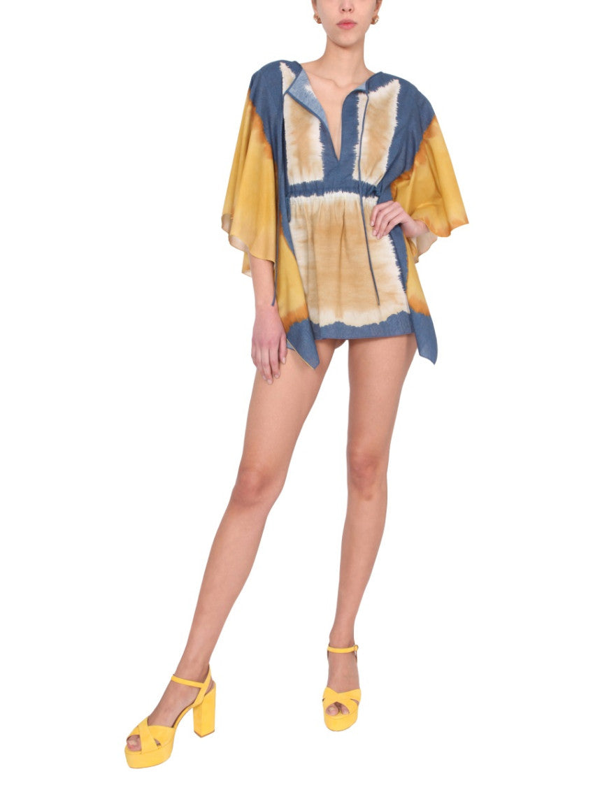 Multicolor Tie-Dye Round Neck Mini Dress 2