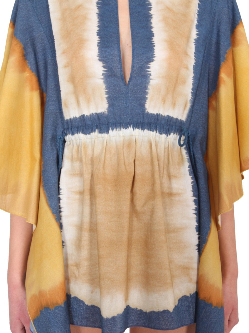 Multicolor Tie-Dye Round Neck Mini Dress 3