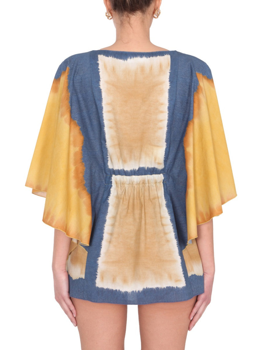 Multicolor Tie-Dye Round Neck Mini Dress 4