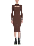 Brown Knitted Crew Neck Midi Dress 1