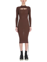 Brown Knitted Crew Neck Midi Dress 1