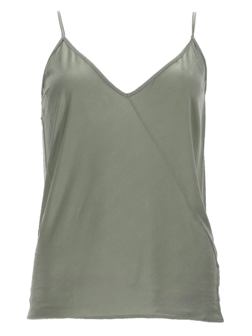 Grey Solid V Neck Top 1