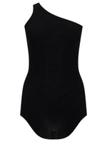 Black Solid One Shoulder Top 1