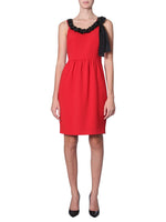 Red Round Neck Knee Length Dress 1