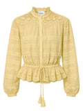 Green Embroidered Band Collar Top 1