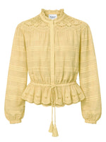 Green Embroidered Band Collar Top 1