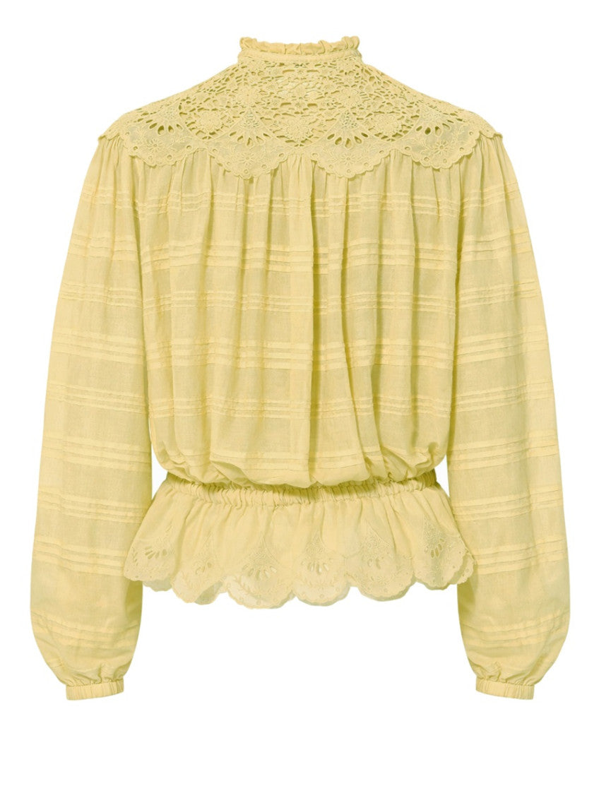 Green Embroidered Band Collar Top 2