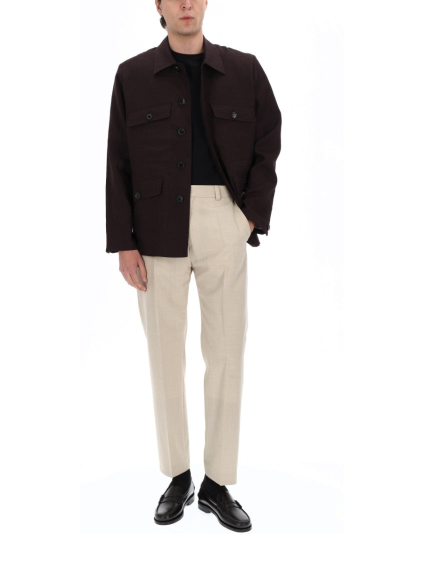 Purple Solid Shirt Collar Jacket 2
