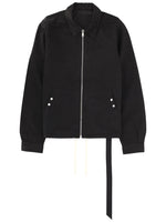 Black Solid Shirt Collar Jacket 1