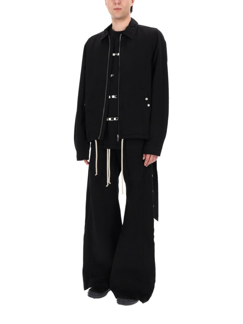 Black Solid Shirt Collar Jacket 2