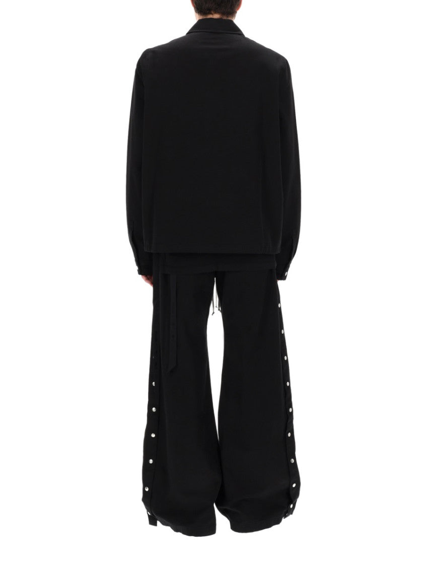 Black Solid Shirt Collar Jacket 4