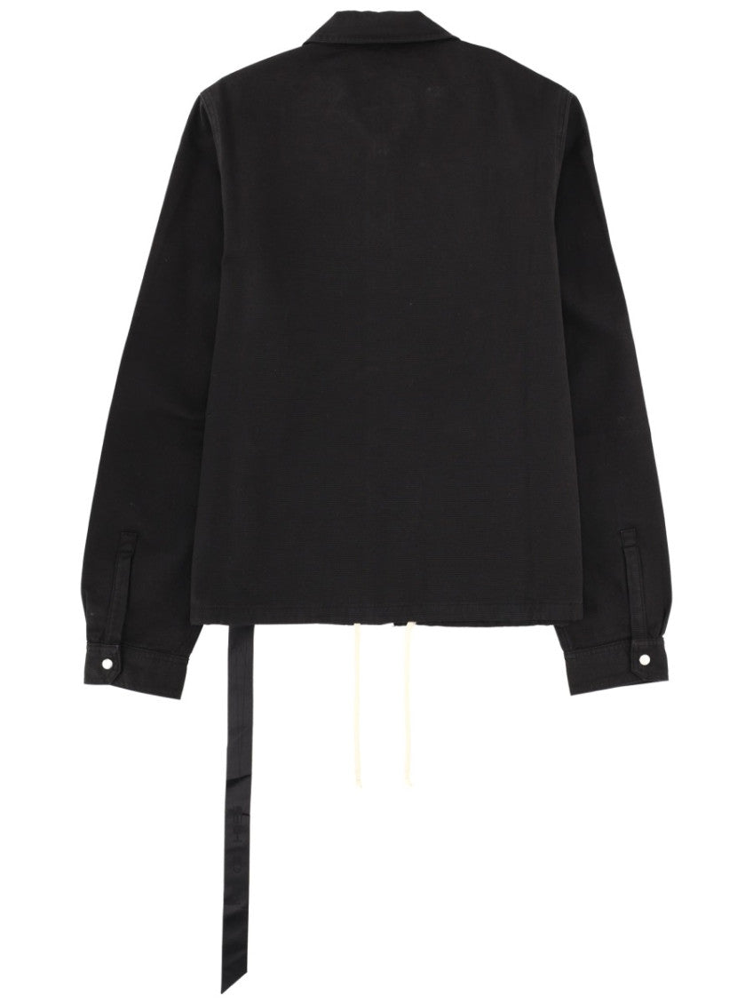 Black Solid Shirt Collar Jacket 5