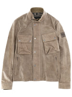 Beige Perforated Band Collar Jacket 1