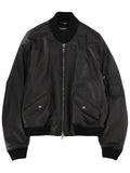Black Solid Mock Collar Jacket 1