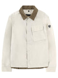 White Solid Shirt Collar Jacket 1