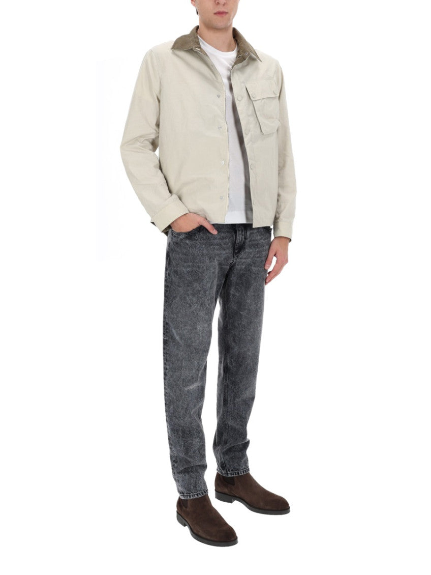White Solid Shirt Collar Jacket 2