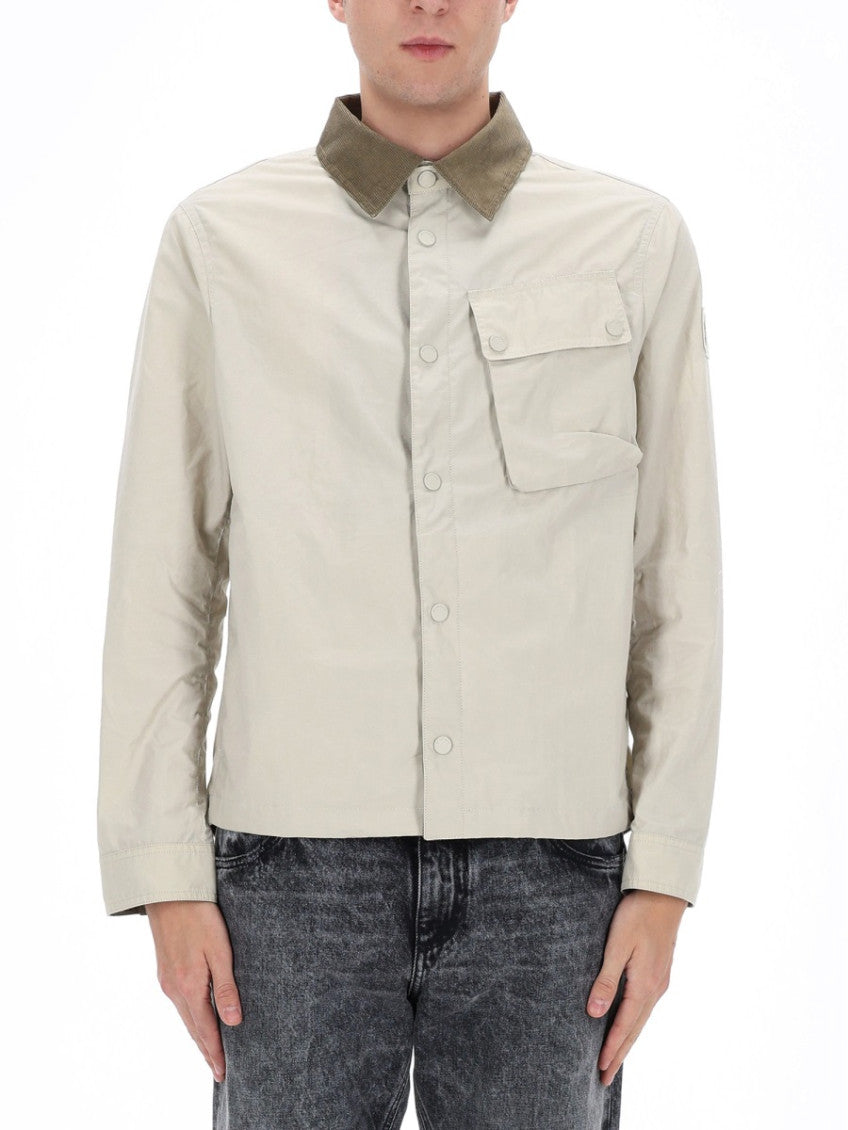White Solid Shirt Collar Jacket 3