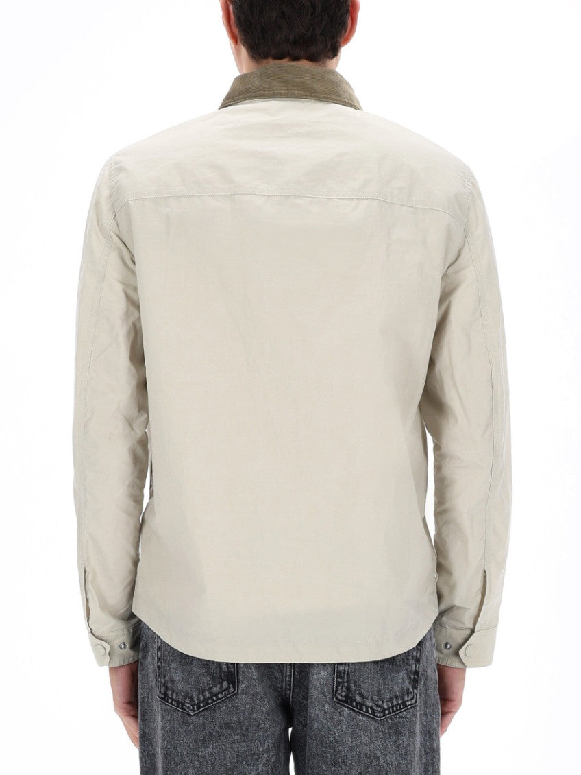 White Solid Shirt Collar Jacket 4