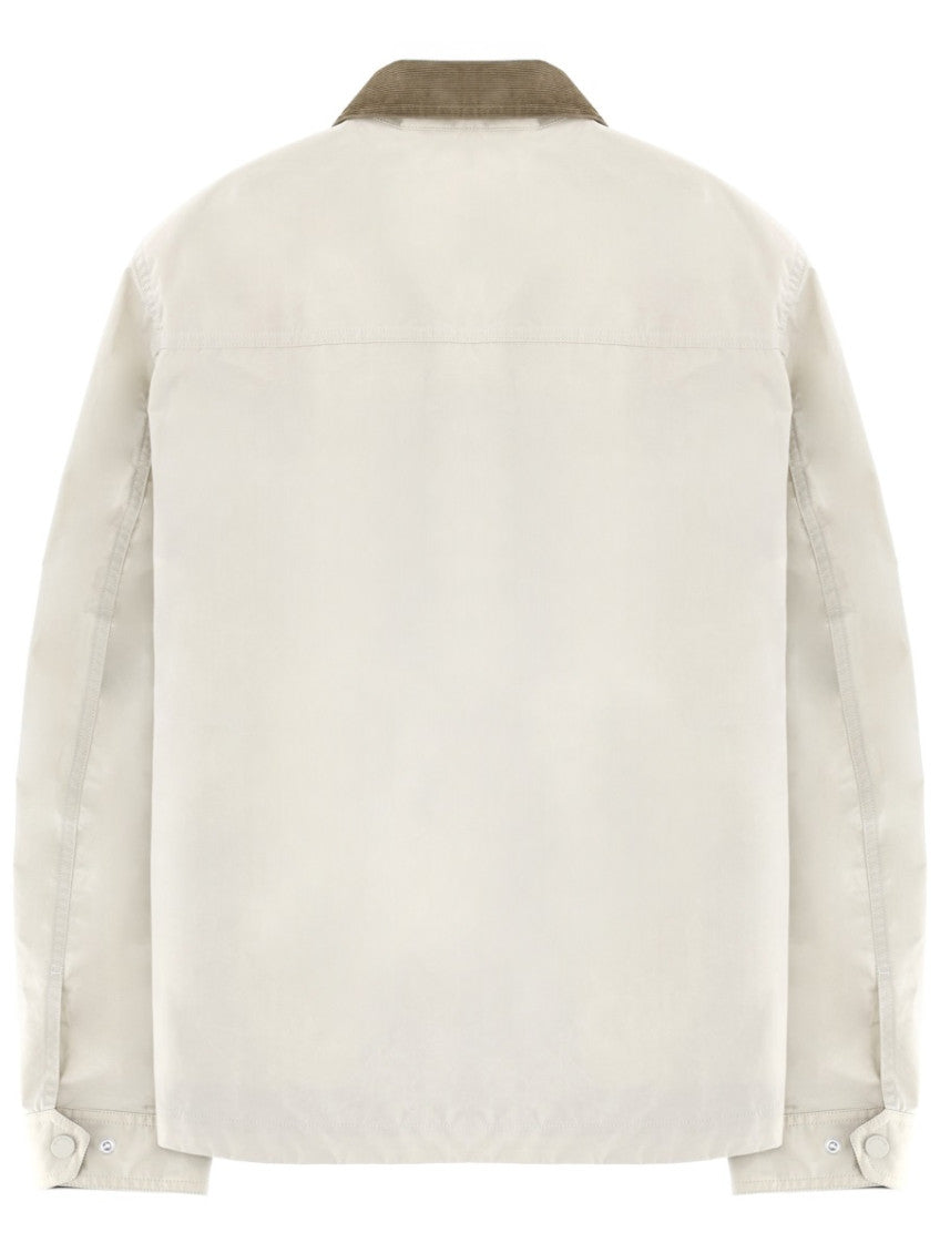 White Solid Shirt Collar Jacket 5