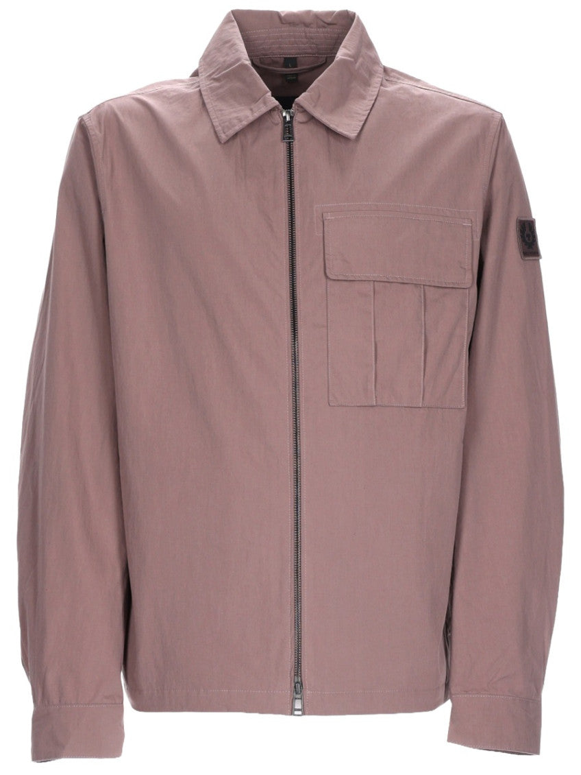 Beige Solid Shirt Collar Jacket 1