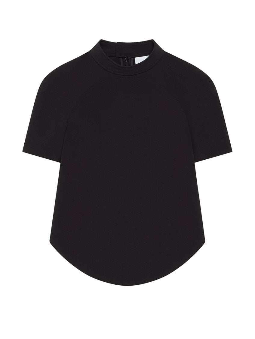 Black Solid Mock Collar Top 1