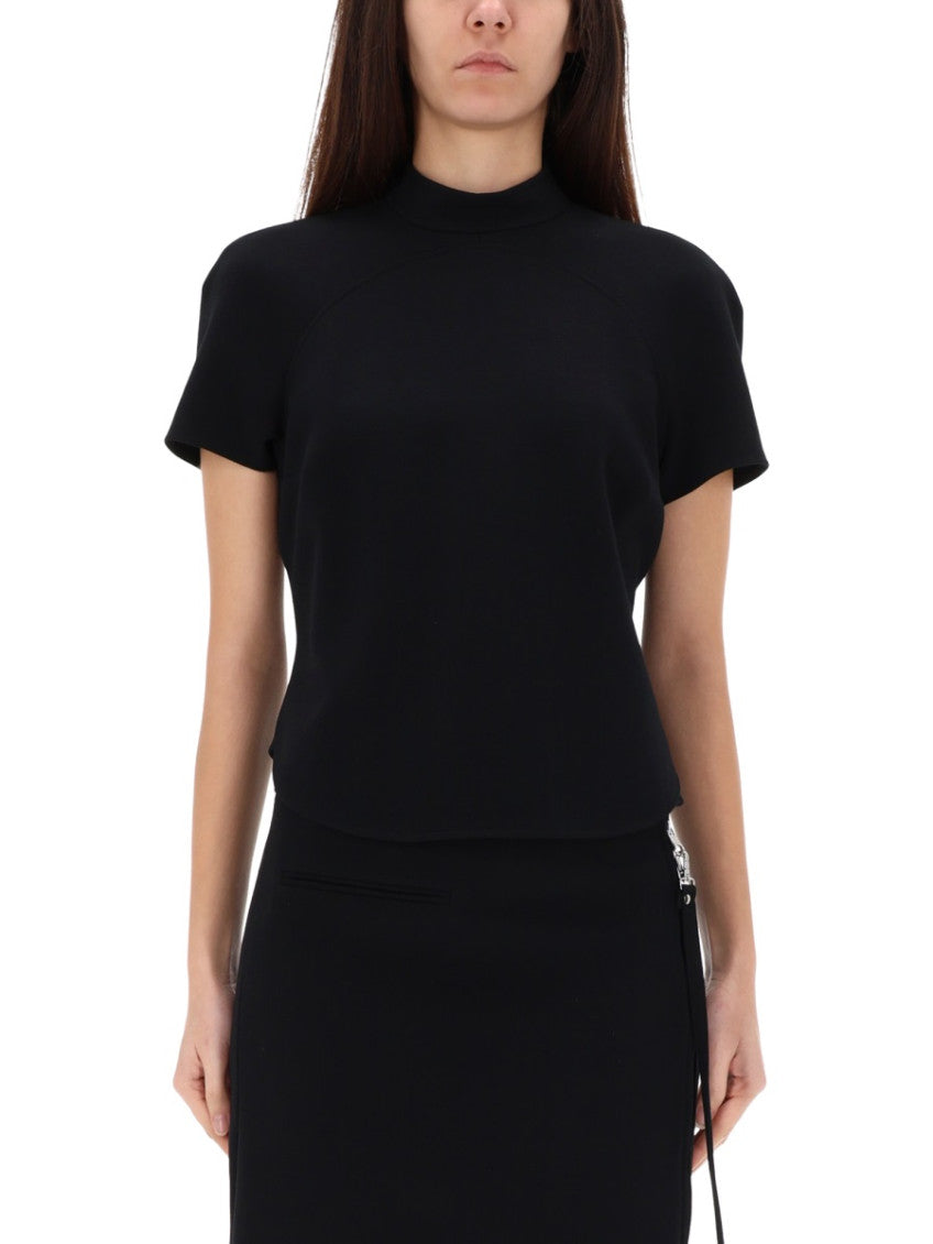 Black Solid Mock Collar Top 2