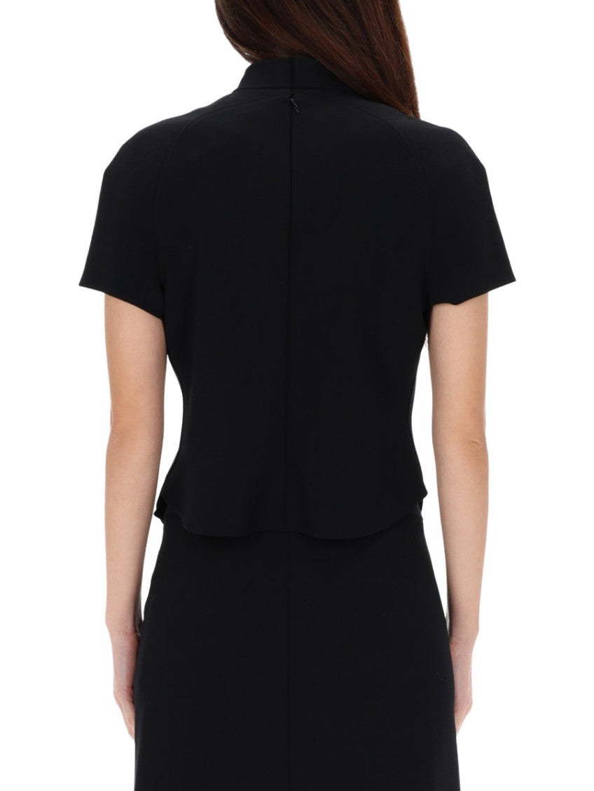 Black Solid Mock Collar Top 3