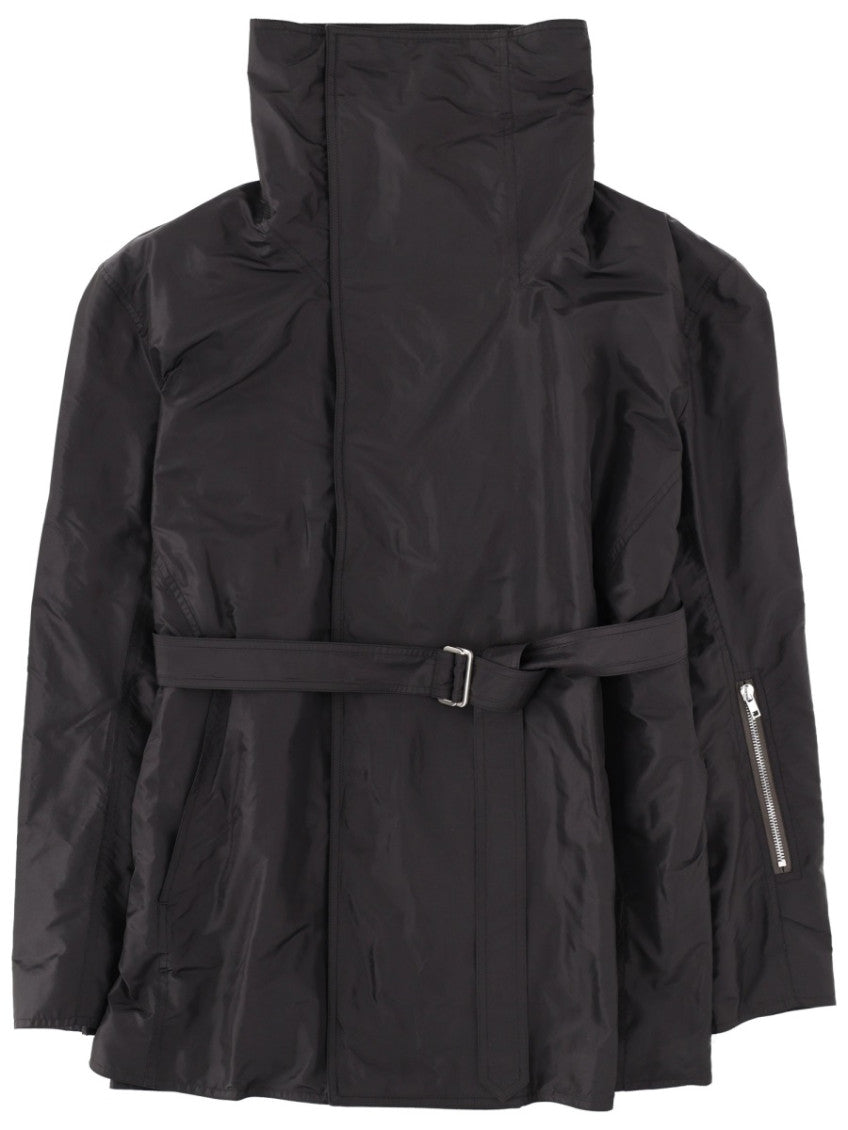 Black Solid Mock Collar Jacket 1