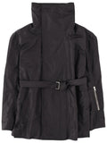 Black Solid Mock Collar Jacket 1