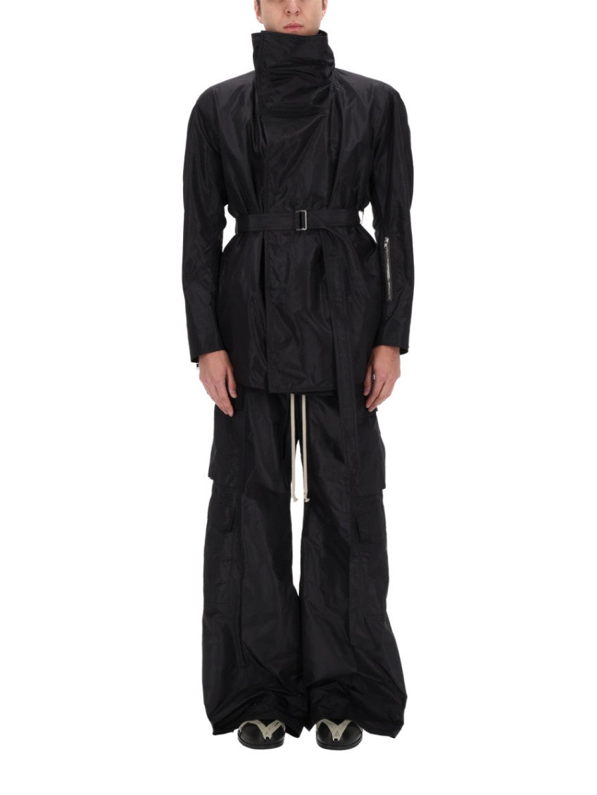 Black Solid Mock Collar Jacket 4