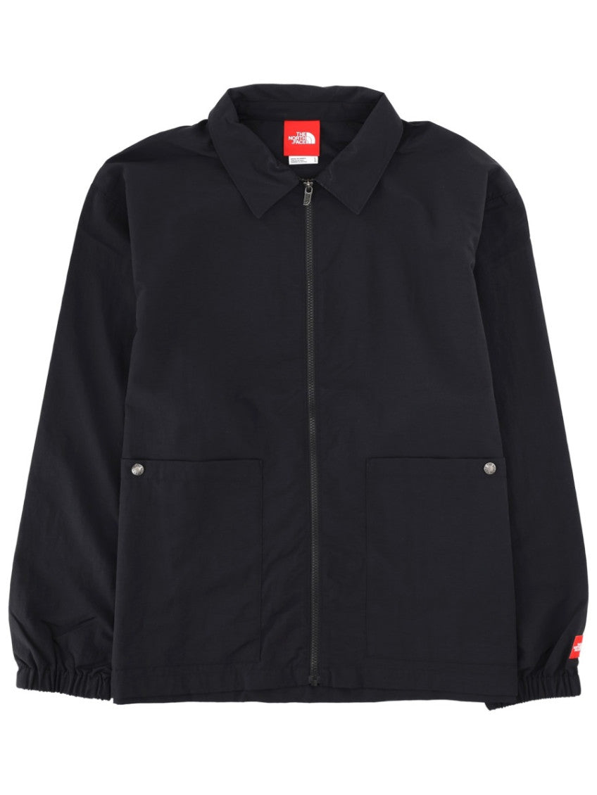 Black Solid Shirt Collar Jacket 1
