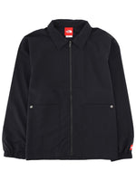 Black Solid Shirt Collar Jacket 1
