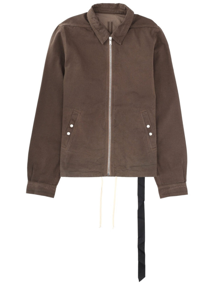 Brown Solid Shirt Collar Jacket 1