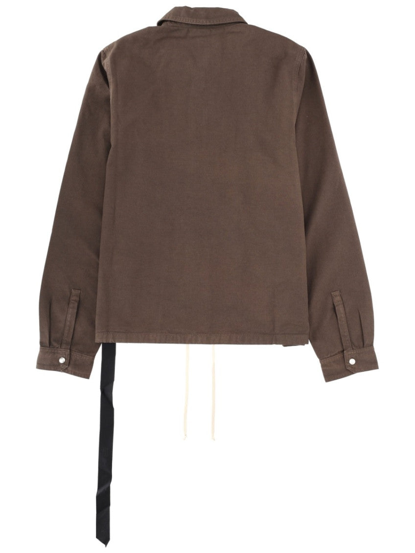 Brown Solid Shirt Collar Jacket 5