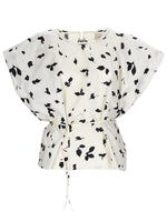White Printed Round Neck Top 1