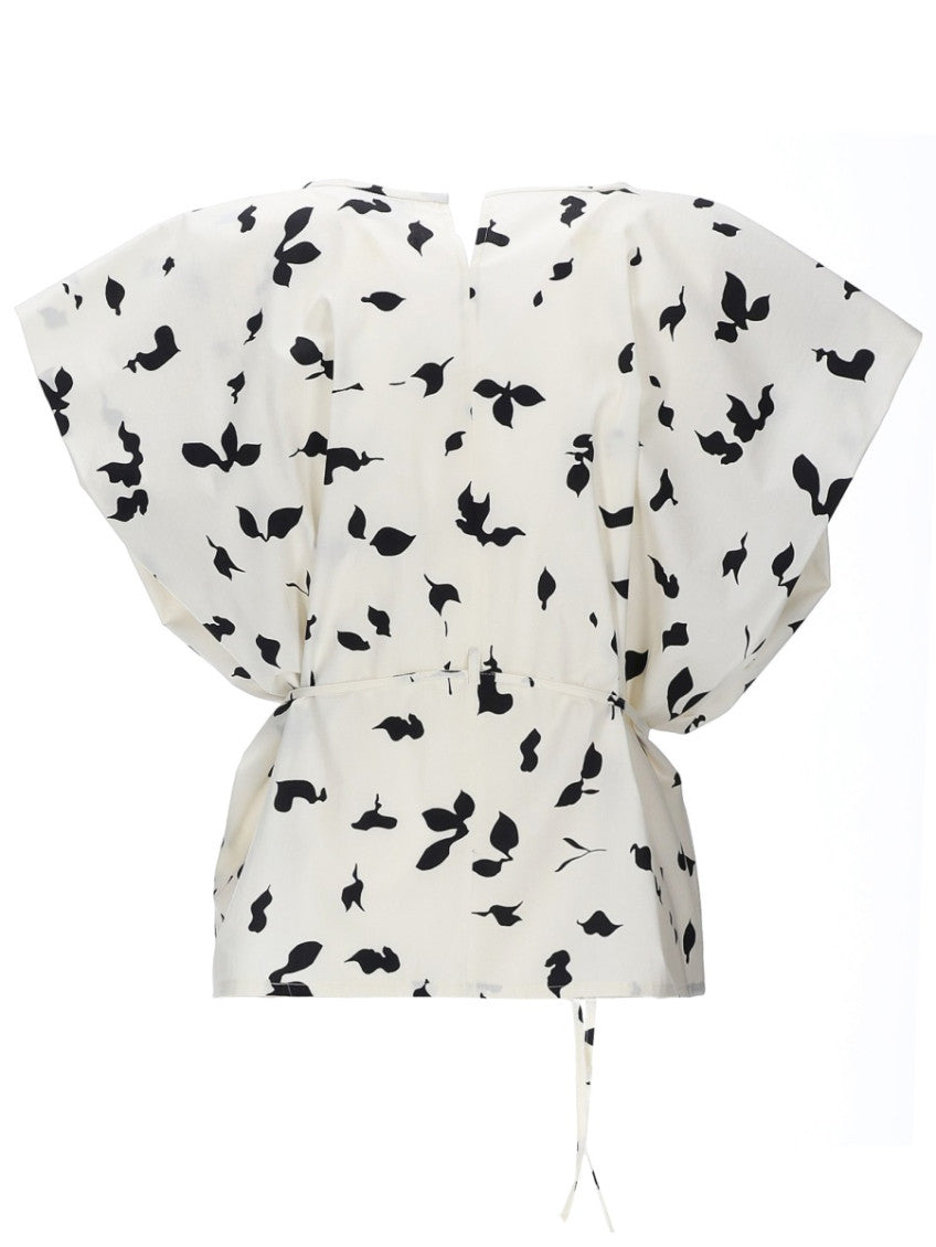 White Printed Round Neck Top 2