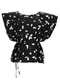 Black Abstract Round Neck Top 1