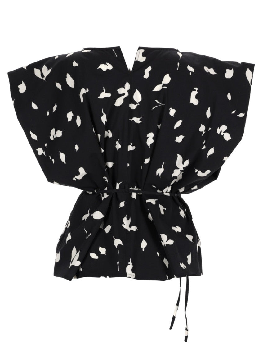 Black Abstract Round Neck Top 2